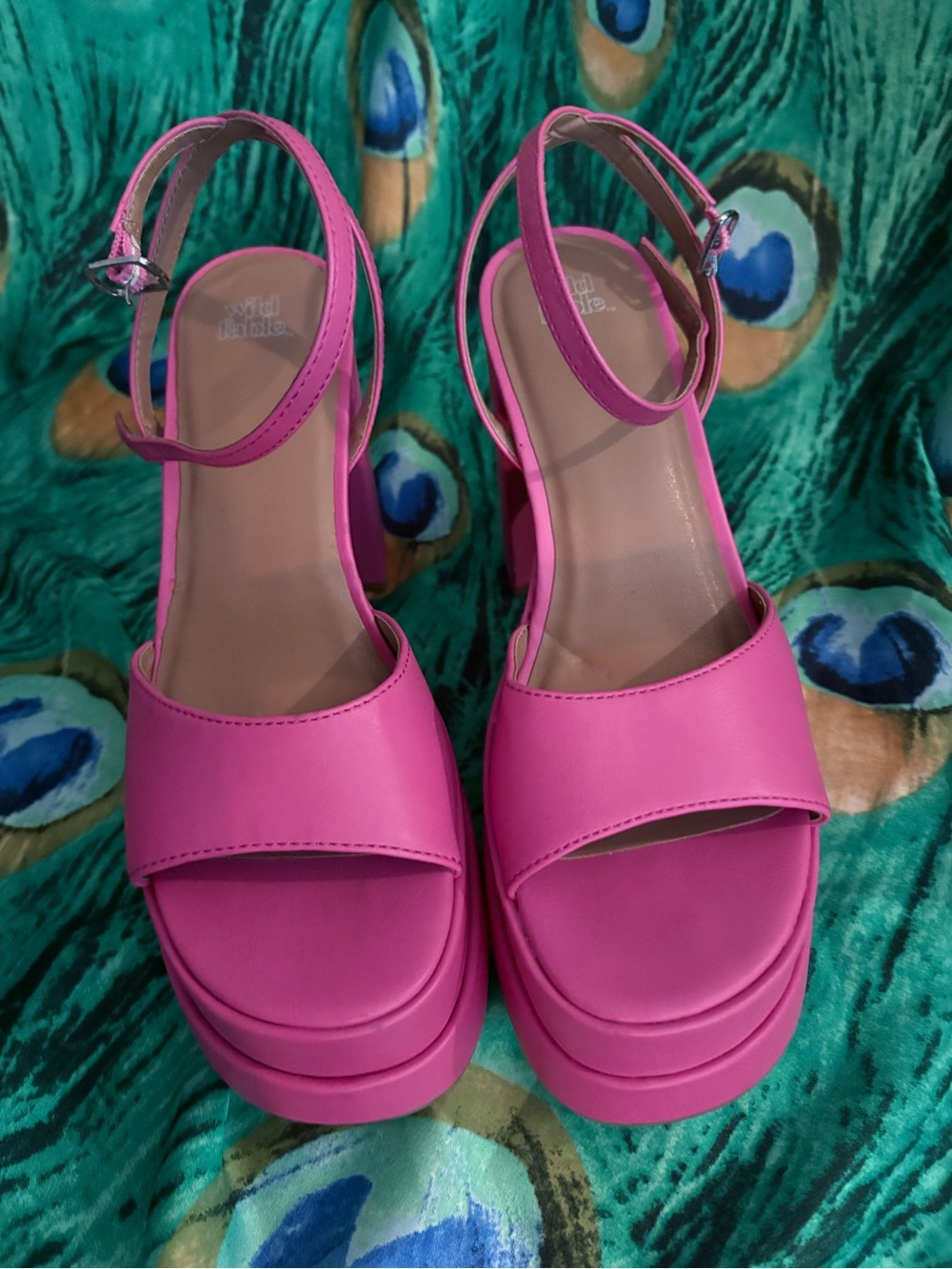 Women’s Pink Platform Sandals with Ankle Strap